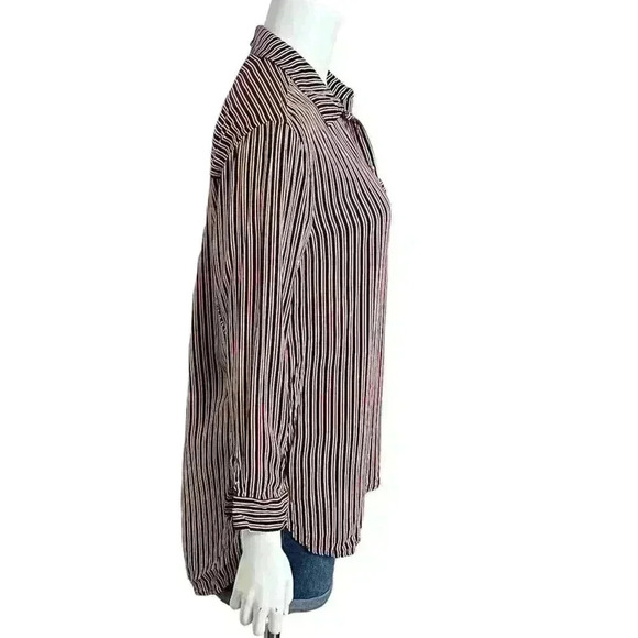 Maeve Anthropologie Adelaide Navy Blue Red Striped Poplin Button Up Shirt Small - Picture 5 of 16